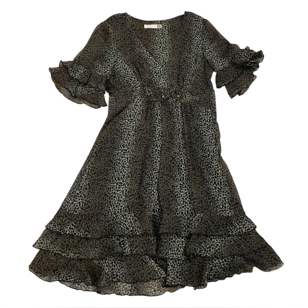 Vintage y2k Leopard Print Ombre Dress